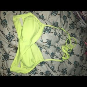 Neon Yellow Wrap Halter Top